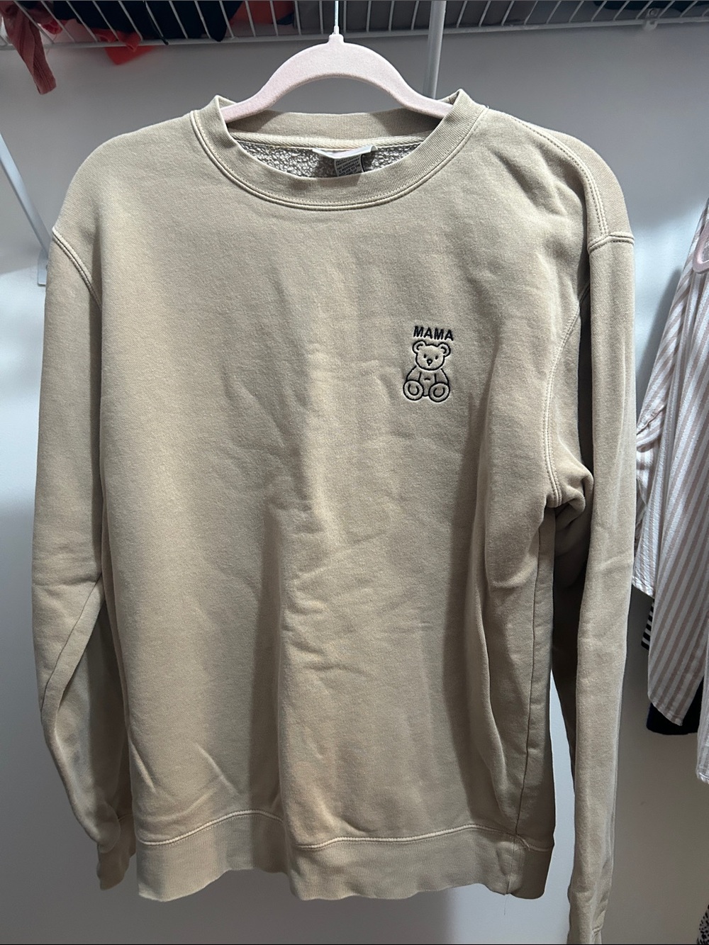Bloomingdale's Beige 'Mama' Teddy Bear Crewneck Sweatshirt
